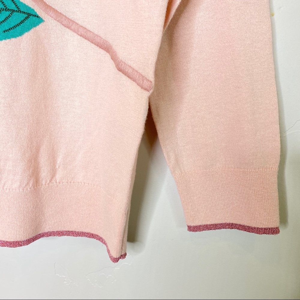 KATE SPADE Cashmere Blend Pink Flower Sweater - Picture 4 of 8